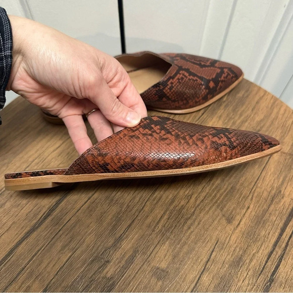 Madewell Mules 8 The Emilia Mule in Snake Embossed Leather Slip On Brown Slides - Picture 6 of 14